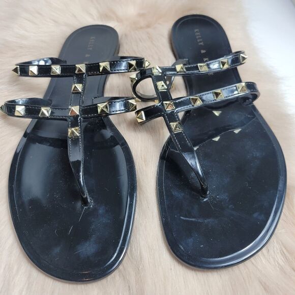 Kelly and Katie Rockstud T-Strap Flat Slide Sandals - Picture 2 of 5